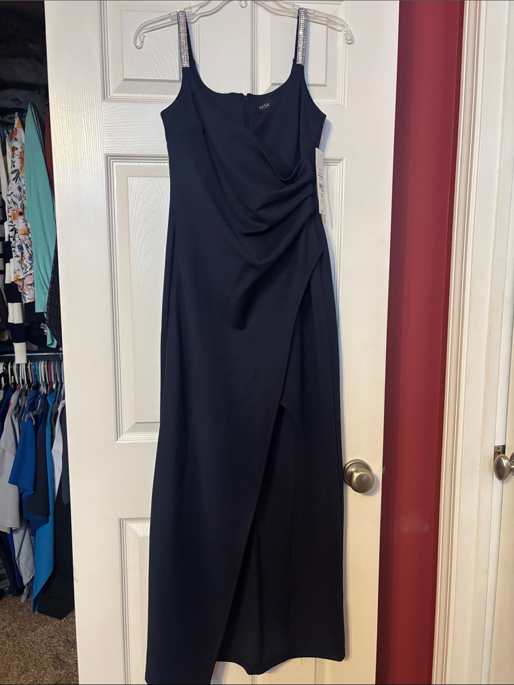 NWT MSK navy blue Dress with Embellished Straps size 6